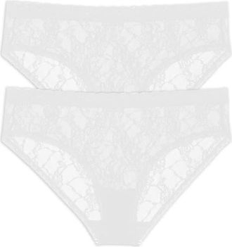 Natori Bliss Allure Lace One Size Girl Brief 2-Pack in White at Nordstrom