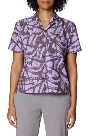 Mountain Hardwear Sun Drift Cooling UPF 50+ Short Sleeve Shirt in Purple Sage Brushstrokes Print at Nordstrom, Size X-Small