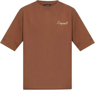 Dsquared2 Signature T-shirt met losse pasvorm - Heren - T-shirts - Bruin - S - Katoen - Tops