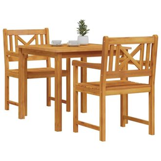 Berkfield Home Durable 3 Piece Garden Dining Set Solid Wood Acacia in Brown