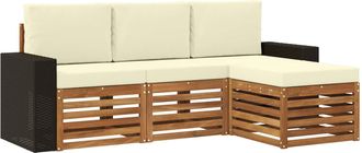vidaXL Conjunto De Sof&aacute;s De Exterior 4 Uds. Natural Y Crema Vidaxl