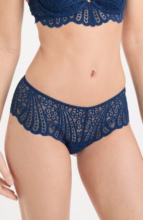 Etam Etreinte Embroidered Panties in Navy at Nordstrom, Size X-Large