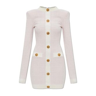 Balmain Short Dresses, female, Pink, Size: S Tweed Dress