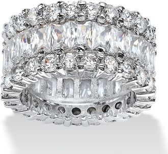 Palm Beach Jewelry 12.42 TCW Baguette-Cut Cubic Zirconia Platinum-plated Silver Eternity Ring