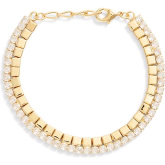Nordstrom Cubic Zirconia Tile Bracelet in Clear- Gold at Nordstrom Rack