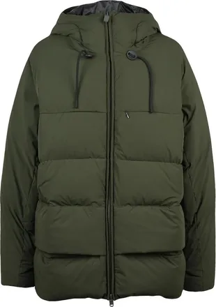 Aspesi Quilted Green Down Jacket with Adjustable Hood and Zip Closure