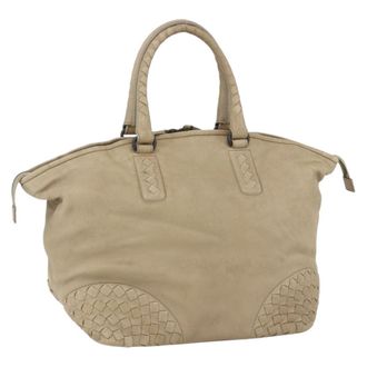 Bottega Veneta Intrecciato Handbag Leather Beige Leather Handbag (Pre-Owned)