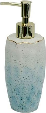 Trade Shop Trade Shop - Dispenser Sapone Liquido Bagno Bianco Azzurro Con Effetto Pietra Dosatore 79271