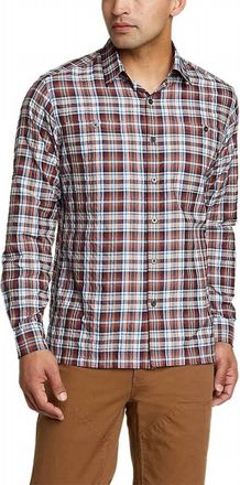 Eddie Bauer Plaid Rainier 2.0 Long Sleeve Hiking Shirt In Sienna
