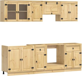 vidaXL Armario Ski 8 Uds. Marr&oacute;n Miel Madera De Pino Macizo Vidaxl