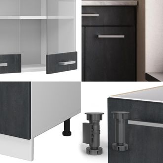 Vicco Cocina Vers&aacute;til R-line, Hormig&oacute;n Negro/blanco, 140 Cm Sin Encimera