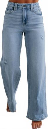 Hidden Jeans Nori Wide Leg Jeans In Light Distressed