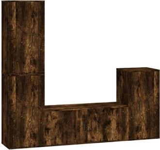 vidaXL Vidaxl - Set De Muebles De Tv 4 Pzas Madera Contrachapada Roble Ahumado