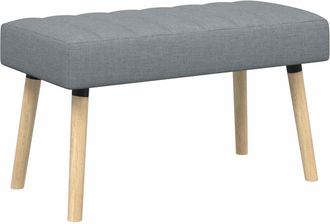 vidaXL Banco Con Tapizado En Canal Gris Claro 80 X 40 X 46 Cm Tela Vidaxl