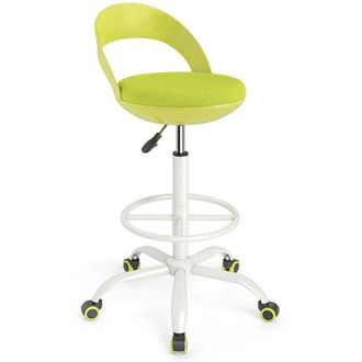 Costway Sedia da Ufficio, Sedia Ergonomica Senza Braccioli con Ruote, Sedile Confortevole, Supporto Lombare e Poggiapiedi, Sgabello Girevole e