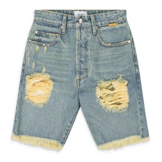 Rhude Indigo Distressed Denim Shorts