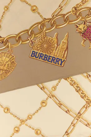 Burberry Unisex Printed Silk Foulard Finchbeige Exterior: Sciarpe E Scarfs
