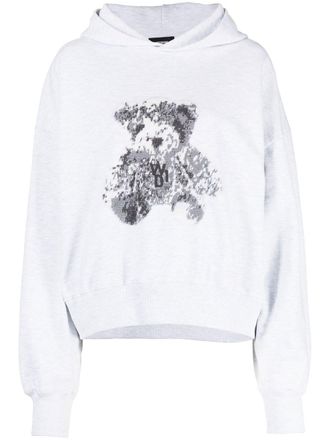 We11done teddy bear print hoodie - Grey