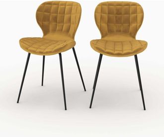 Rendez-Vous Déco Silla Mazzia en terciopelo amarillo curry (juego de 2)