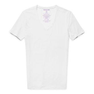 Tommy John Mens Deep V-Neck Undershirt, Cool Cotton Fabric T-shirt with Stay Tuck Design, 3 Pack, White-1 Pack, XL