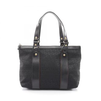Fendi Black Canvas Leather Handbag Tote Bag (Pre-Owned)