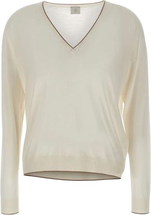 Eleventy Maglione con scollo a V - Bianco