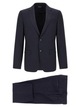 Ermenegildo Zegna Blue Wool Two-Piece Mens Suit