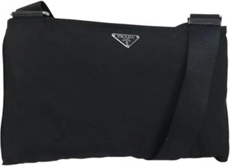 Prada Pre-owned Cross Body Bags, female, Black, Size: ONE SIZE Pre-owned Nylon Cross Body Bag