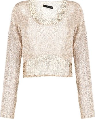 VOZ cropped loose-knit jumper - women - Polyester/Cotton - M - Brown