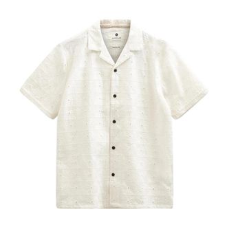 Anerkjendt Akleander Kant EMB SS Shirt - Heren - Korte mouwen Overhemden - Wit - L - Overhemden