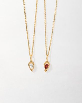 Edge of Ember Toi et Moi Garnet & Topaz Friendship Necklaces in Metallic Gold at Nordstrom