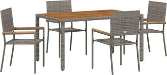 vidaXL Conjunto De Comedor De Jard&iacute;n 5 Uds. Gris Rat&aacute;n Sint&eacute;tico Vidaxl