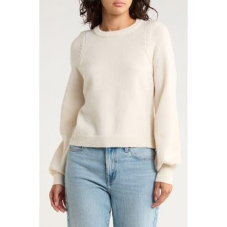 French Connection Braided Shoulder Crewneck Sweater in Cream at Nordstrom Rack, Size X-Small