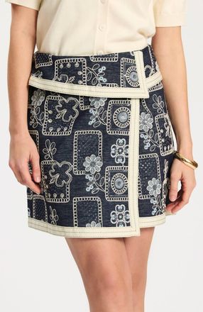 Tyler B&ouml;e Zoey Embroidered Skirt In Dark Denim