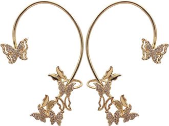 Generic For Women Around Earrings Wrap Ear Piercing Cuff Clips No for (Gold, One Size)