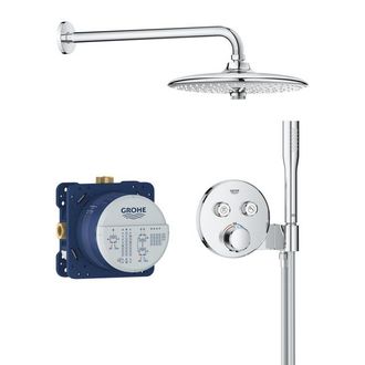 GROHE Precision SmartControl inbouw regendoucheset - thermostatisch - &Oslash;26 cm ronde hoofddouche - gebogen wandarm - chroom