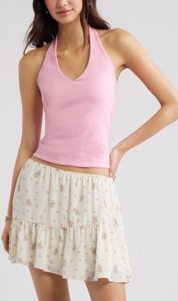 BP. Stretch Cotton Halter Top in Pink Sweet at Nordstrom, Size Xx-Small
