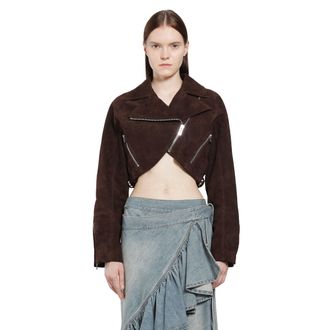 Alaia Suede Cropped Biker Jacket