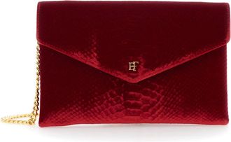 Elisabetta Franchi Bolso de mano de terciopelo con cadena - Bags - Mujer - Rojo - ONE SIZE