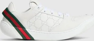 Gucci Womens Screener Sneaker, White, Leather