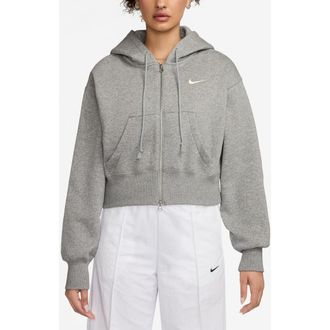 Nike Phoenix Relaxed Fit Cotton Blend Fleece Hoodie in Dark Grey Heather/Sail at Nordstrom, Size Xx-Large