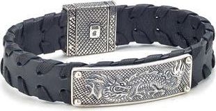 Samuel B. Engraved Dragon Leather Bracelet in Black at Nordstrom Rack