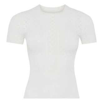 J.W.Anderson T-Shirts, female, White, Size: M Knitted Pointelle Crew Neck T-Shirt