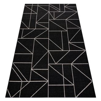 RugsX Rugsx - Alfombra De Cuerda Sisal Floorlux 20605 Negro / Plateado Tri&aacute;ngulos, Geom&eacute;trico Black 200x290 Cm