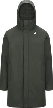 K-Way Lange herenjas met capuchon - Heren - Parka Jassen - Groen - XL - Jassen