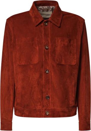 Valentino Garavani Leather Jassen - Heren - Leren en Su&egrave;de Jassen - Rood - 2XL - Jassen