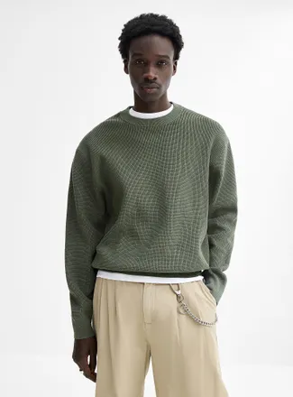 Djab Mens Loose waffle-knit sweater