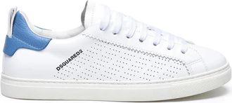 Dsquared2 White/Light Blue San Diego Perforated Leather Sneakers