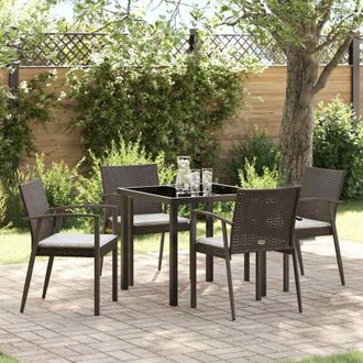 vidaXL Conjunto De Comedor De Jard&iacute;n 5 Pcs Marr&oacute;n Polirat&aacute;n Vidaxl