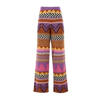 Akep Wide Leg Broek - Dames - Wijde Broeken - Veelkleurig - S - Wol - Broeken